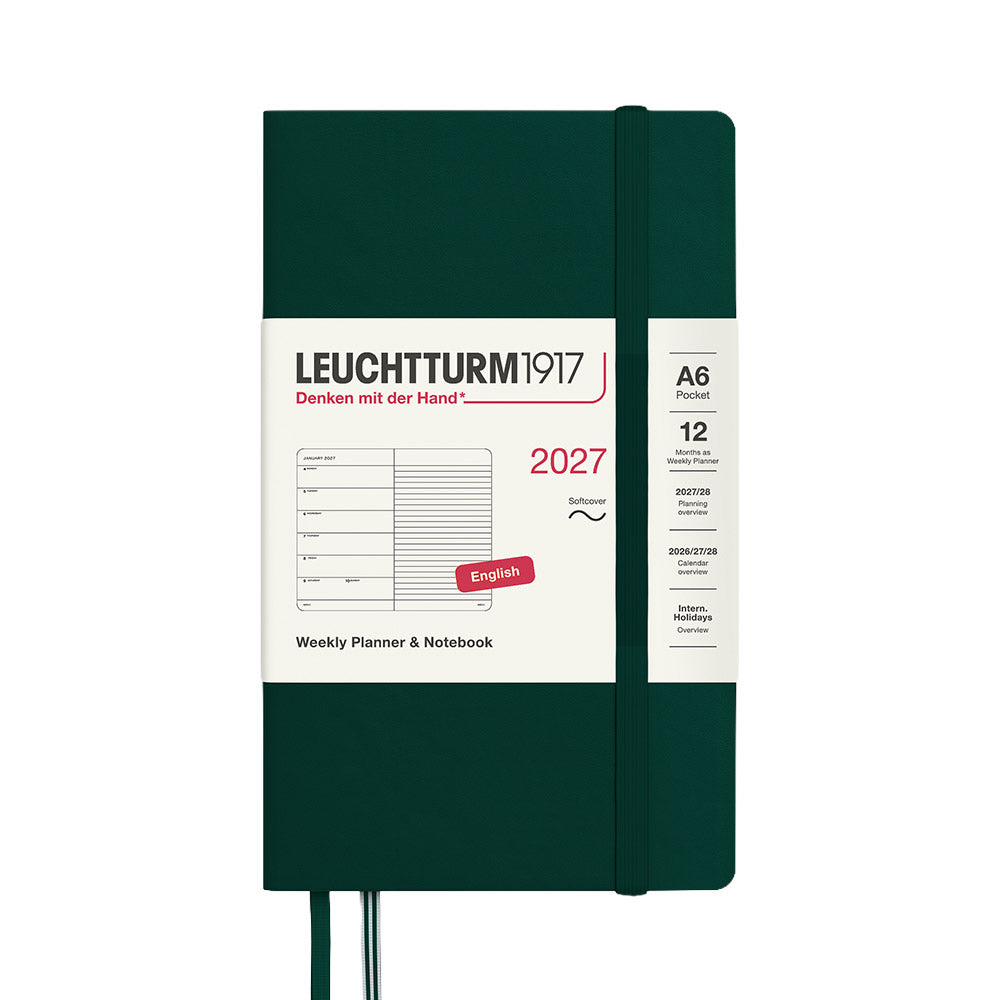 LEUCHTTURM1917 Weekly Planner & Notebook 2027 Softcover Pocket A6 Forest Green