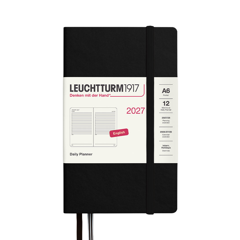 LEUCHTTURM1917 Daily Planner 2027 Hardcover Pocket A6 Black