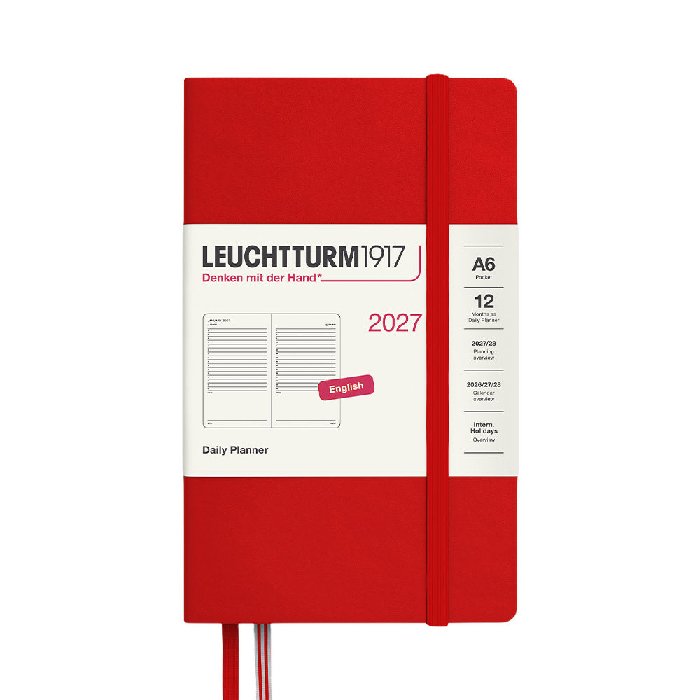 LEUCHTTURM1917 Daily Planner 2027 Hardcover Pocket A6 Cherry