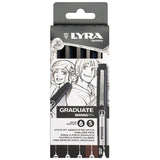 Lyra Graduate Manga Black and Sepia Pen Set of 5