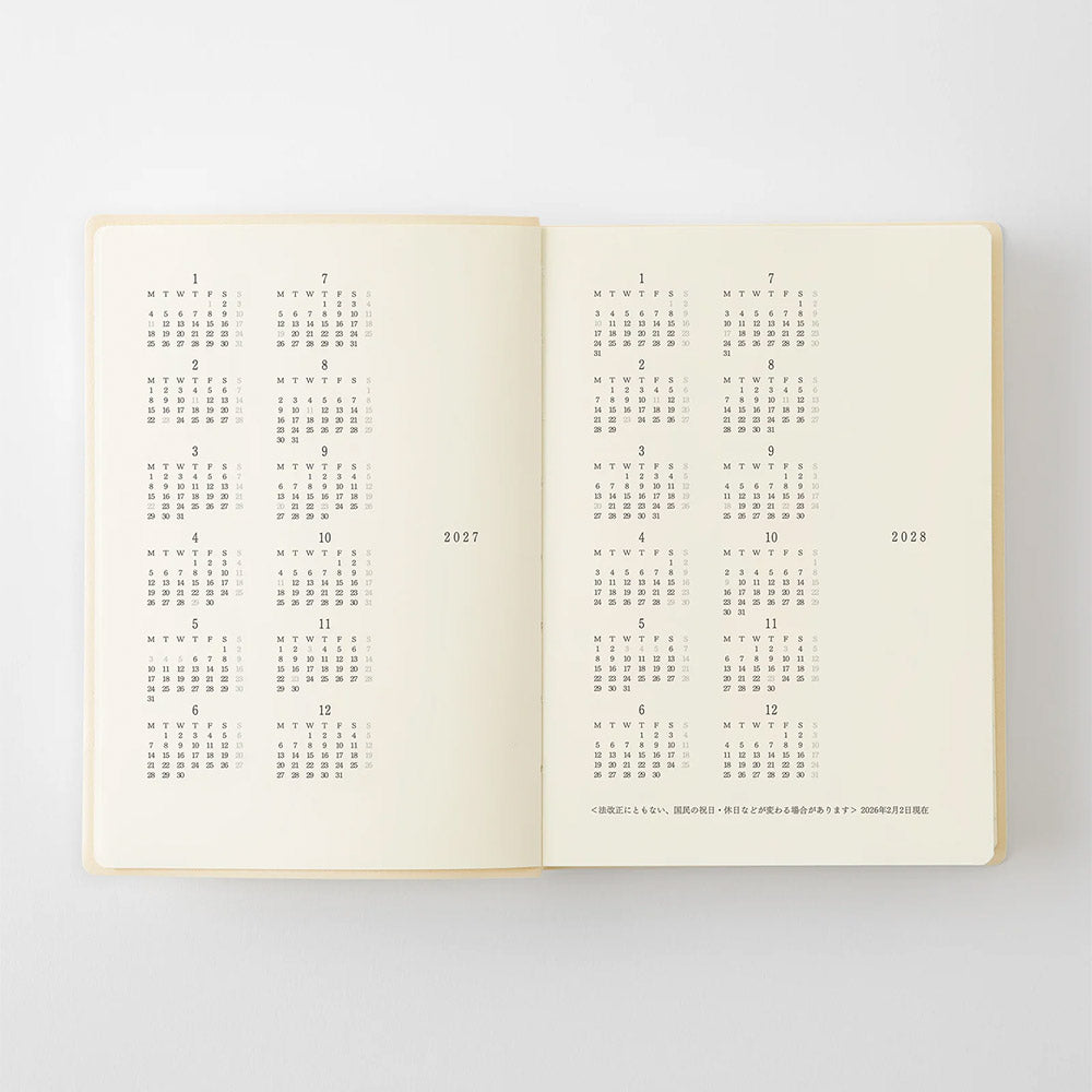 Midori Notebook Daily Diary 2027 A6