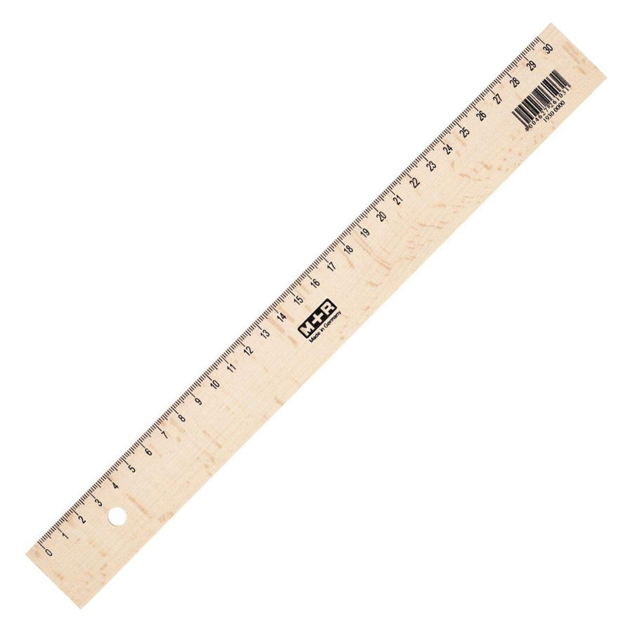 Amm Ruler M+R Natural Beechwood Ruler with Metal Insert 30cm