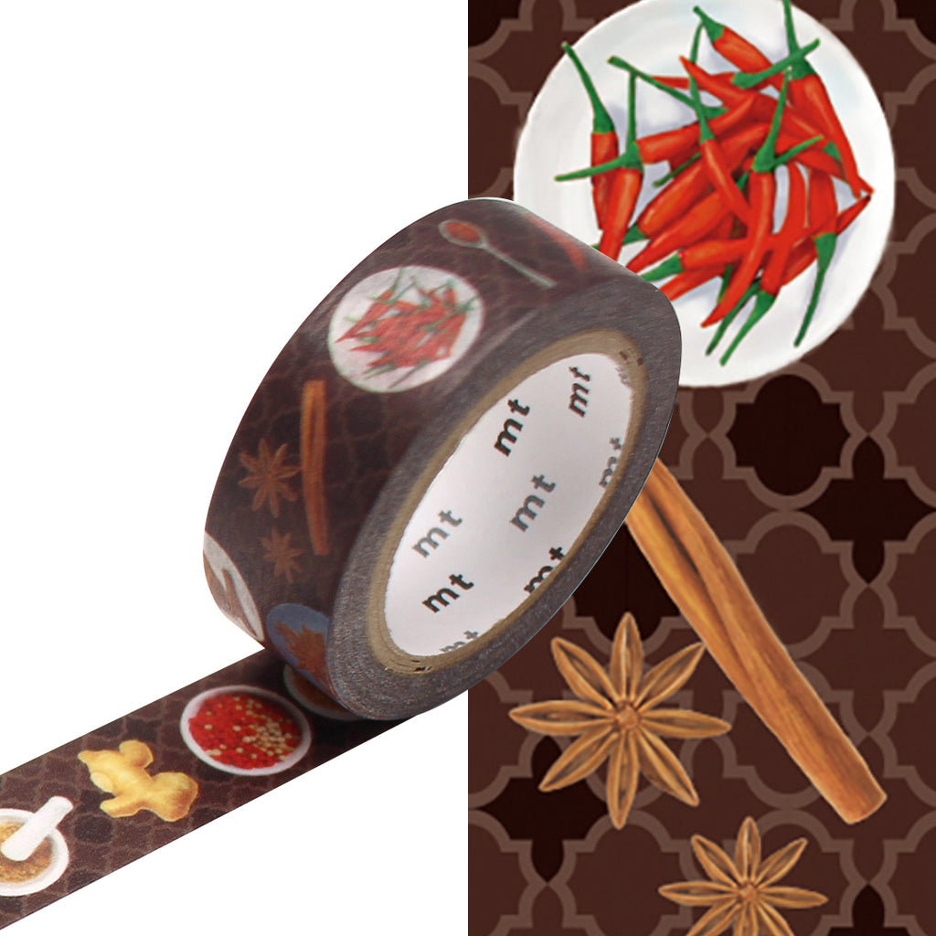 mt Washi Masking Tape - 15mm x 7m - Lined Up Spices by mt at Cult Pens