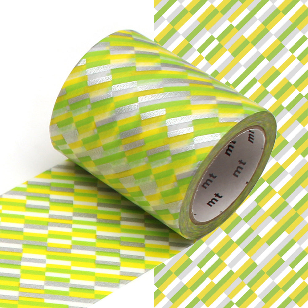 mt Washi Masking Tape - 50mm x 7m - Block Stripe Green