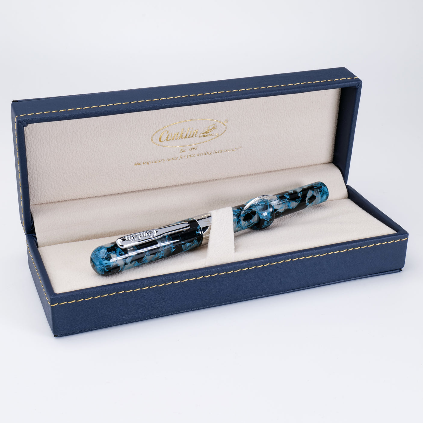 Conklin Mark Twain Crescent Filler Fountain Pen Blue Array