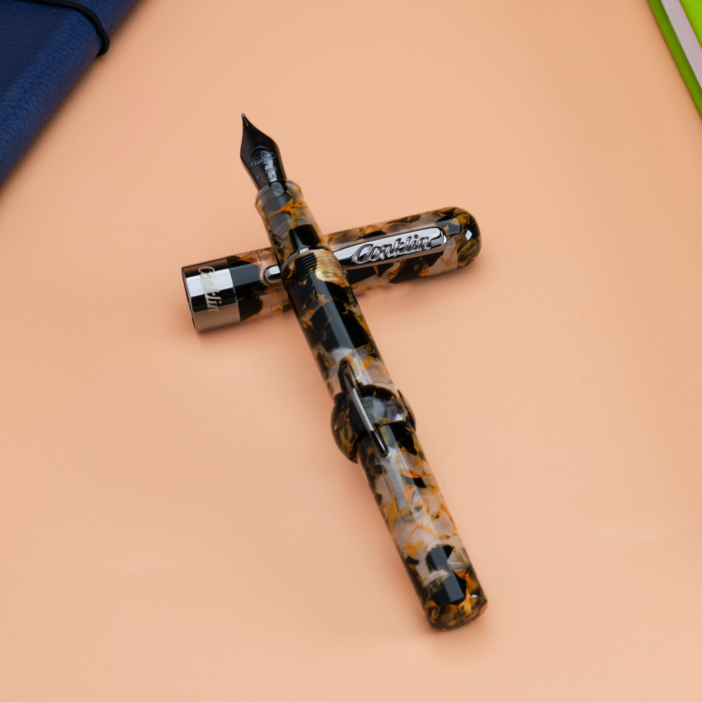 Conklin Mark Twain Crescent Filler Fountain Pen Orange Medley