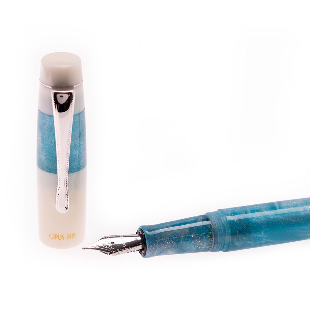 Opus 88 Koloro Eye Dropper Fountain Pen White Blue