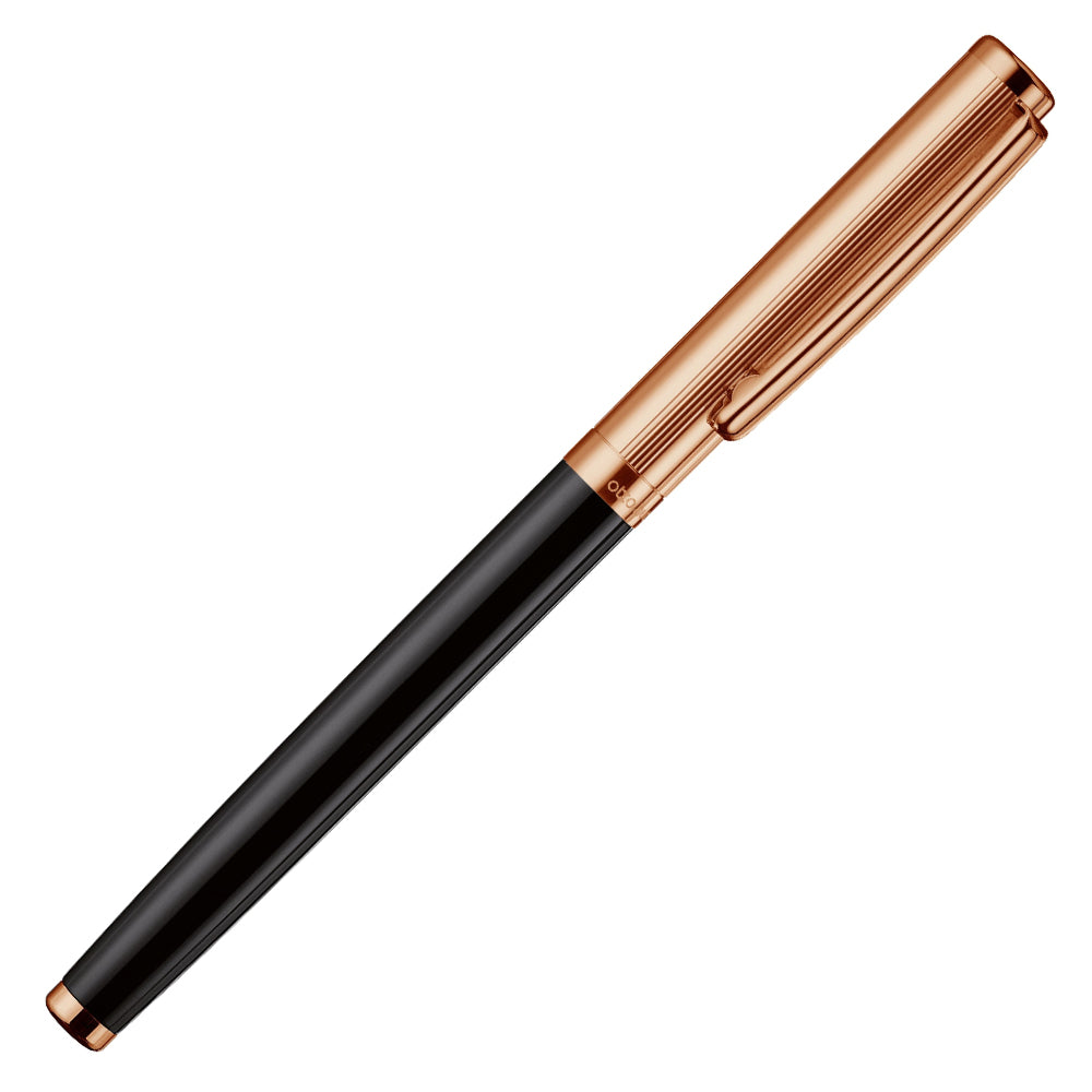 Otto Hutt design01 Fountain Pen Thread Guilloché Black with Rosegold Trim