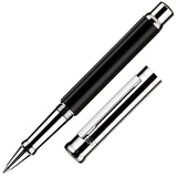 Otto Hutt design04 Rollerball Pen Checked Guilloche Frosted Black with Platinum Trim