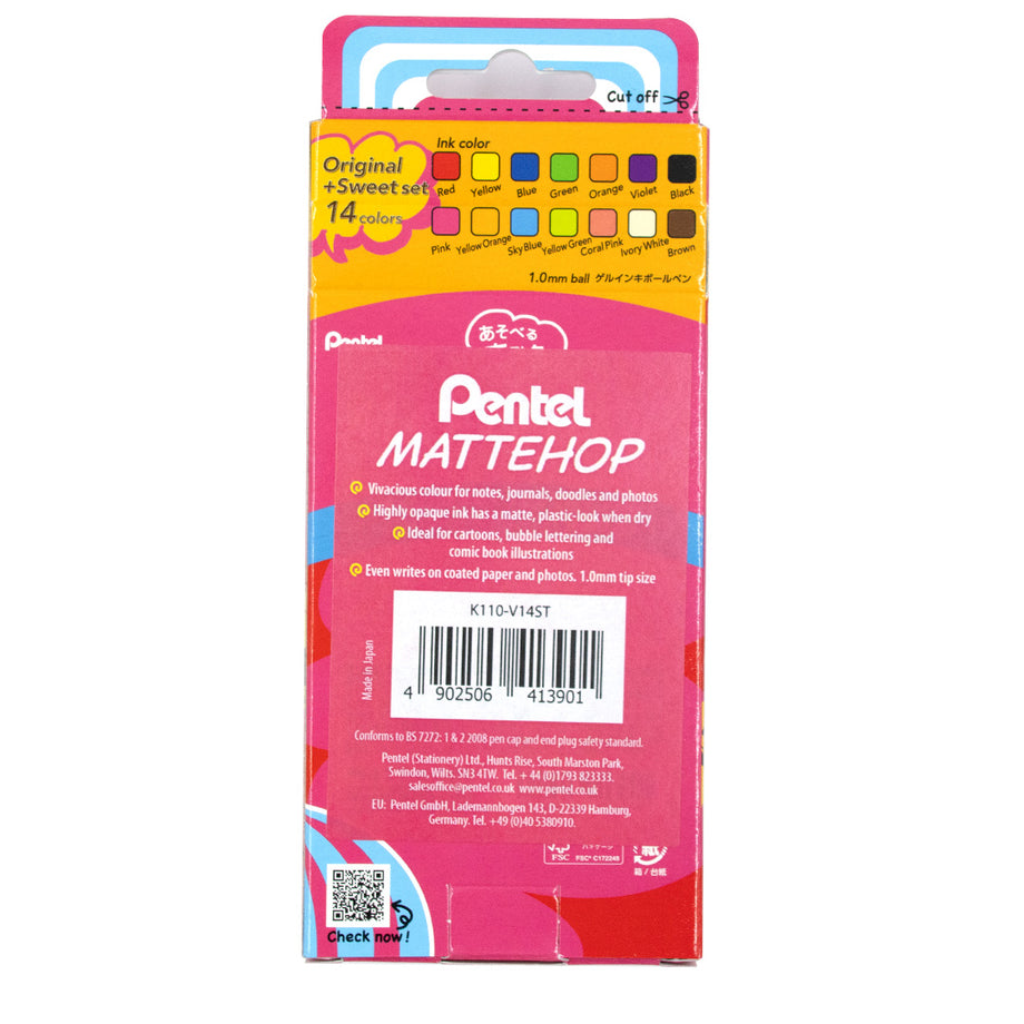 Pentel Mattehop Gel Pen - Set of 14