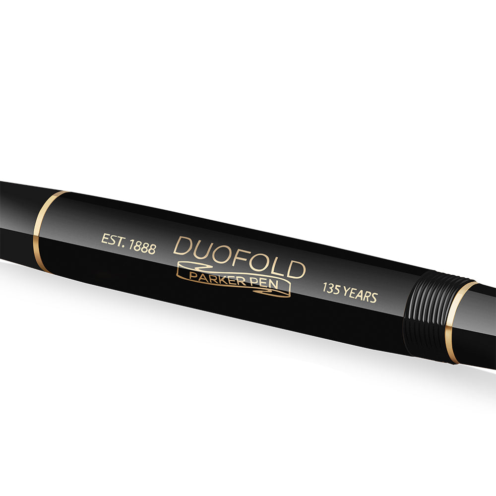 Parker Duofold 135th Anniversary Centennial Fountain Pen Black with Gold Trim by Parker at Cult Pens