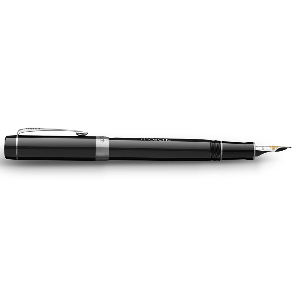 Parker Duofold 135th Anniversary Centennial Fountain Pen Black with Chrome Trim by Parker at Cult Pens