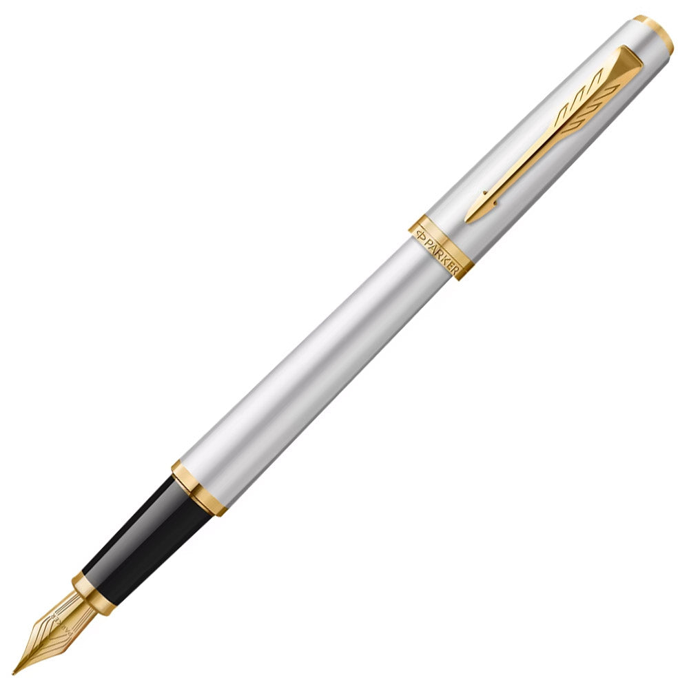 Parker Meridian Fountain Pen Chrome Lacquer with Gold Trim