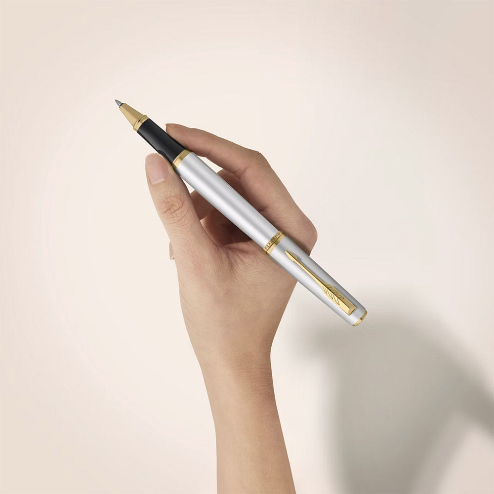 Parker Meridian Rollerball Pen Chrome Lacquer with Gold Trim
