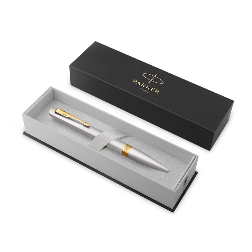 Parker Meridian Ballpoint Pen Chrome Lacquer with Gold Trim