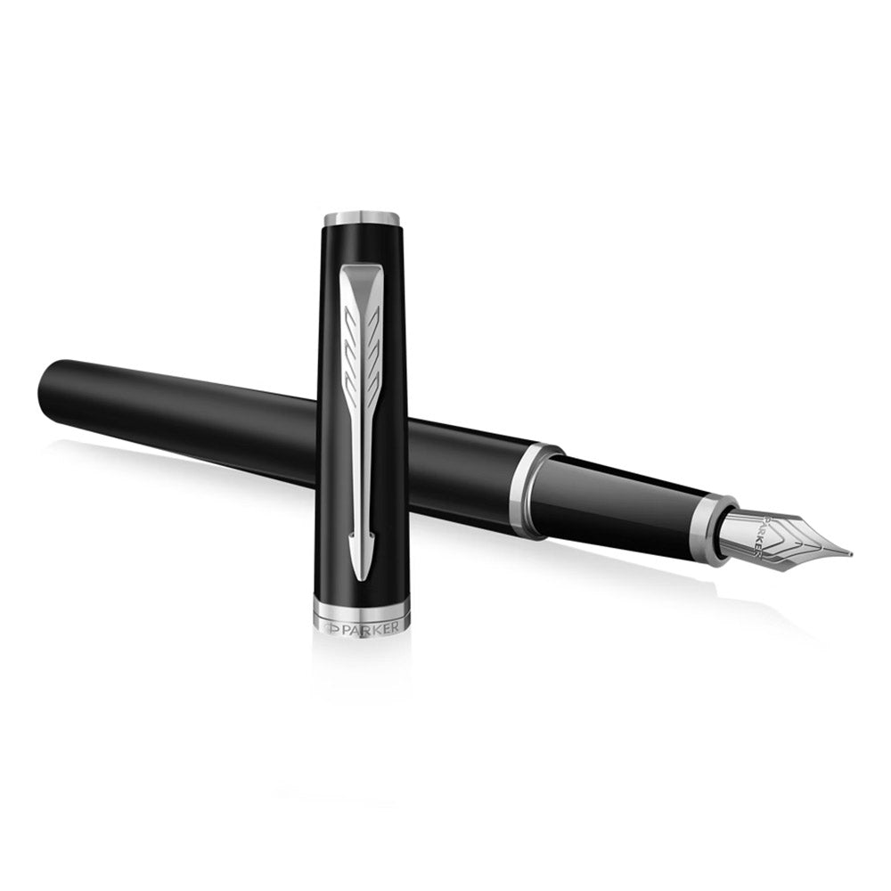 Parker Meridian Fountain Pen Black Lacquer with Chrome Trim