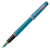 Parker Meridian Fountain Pen Teal Lacquer with Rainbow Trim