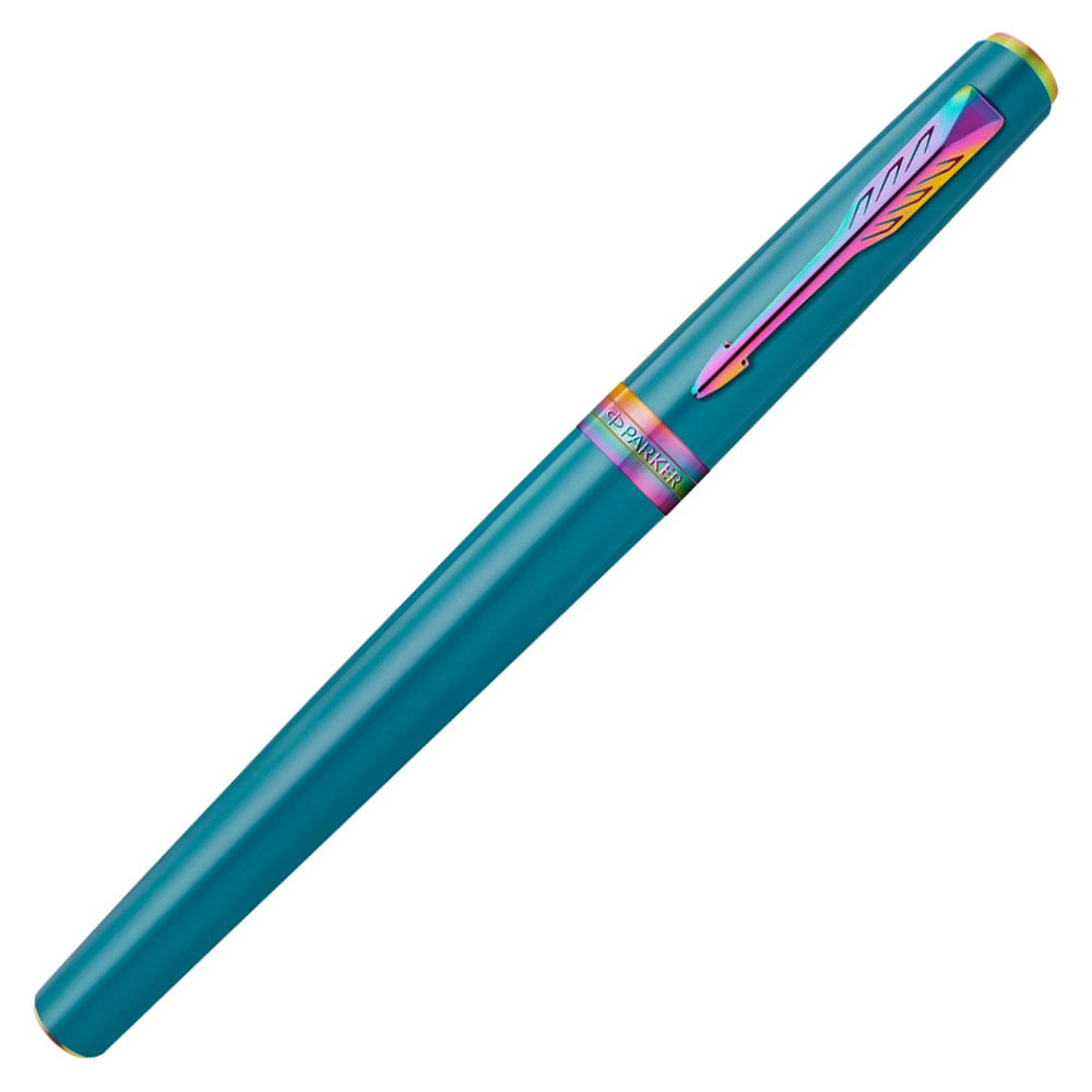 Parker Meridian Rollerball Pen Teal Lacquer with Rainbow Trim