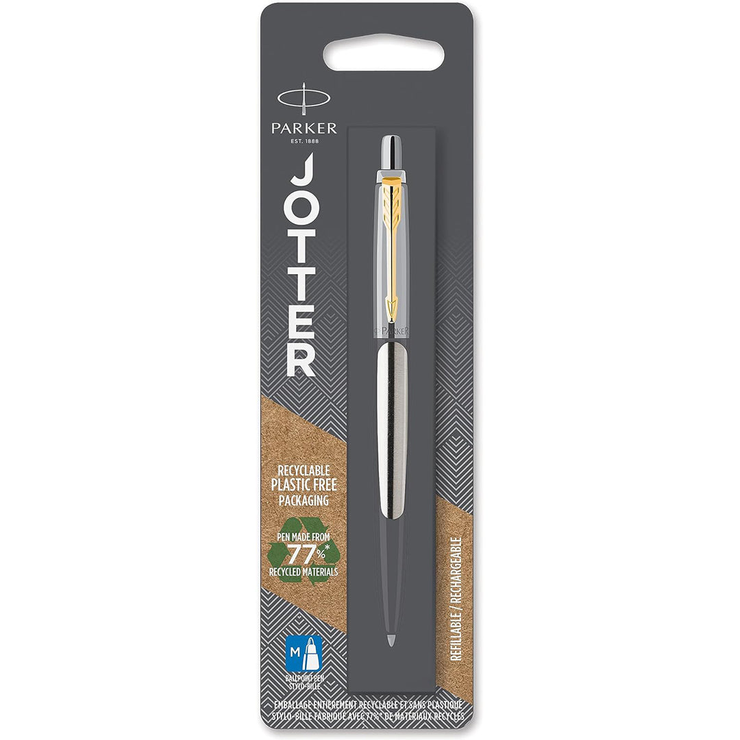Parker Jotter Gel Pen Stainless Steel with Gold Trim