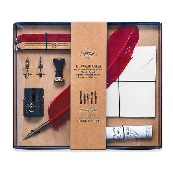 Authentic Quill Feather Pen & Calligraphy Set With Wax Seal - Complete ...