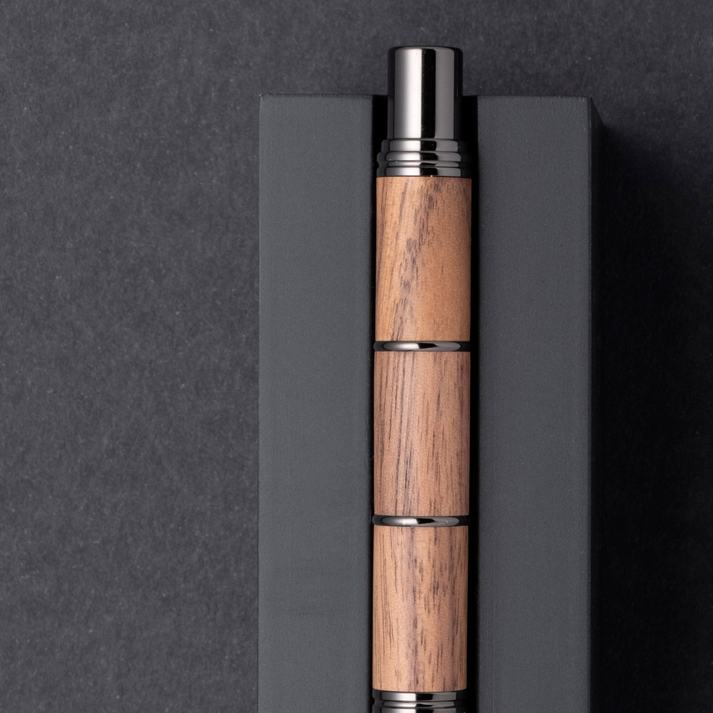 Tom Hessin Revolution Rollerball Pen Rustic Wood Barrel with Gunmetal Trim