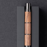 Tom Hessin Revolution Rollerball Pen Rustic Wood Barrel with Gunmetal Trim