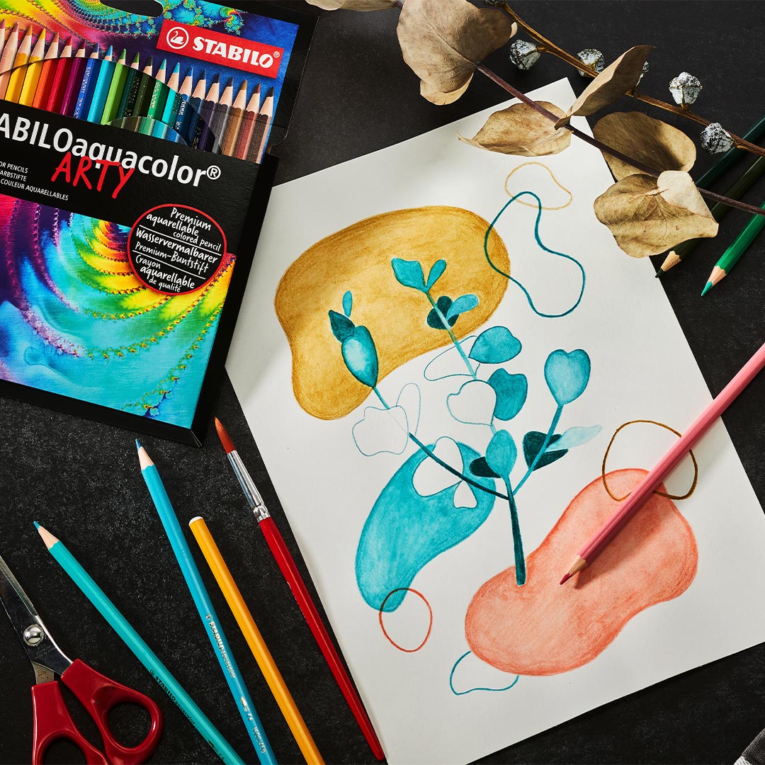 STABILO Aquacolor Metal Tin Of 24 Assorted Colours Arty by Stabilo at Cult Pens