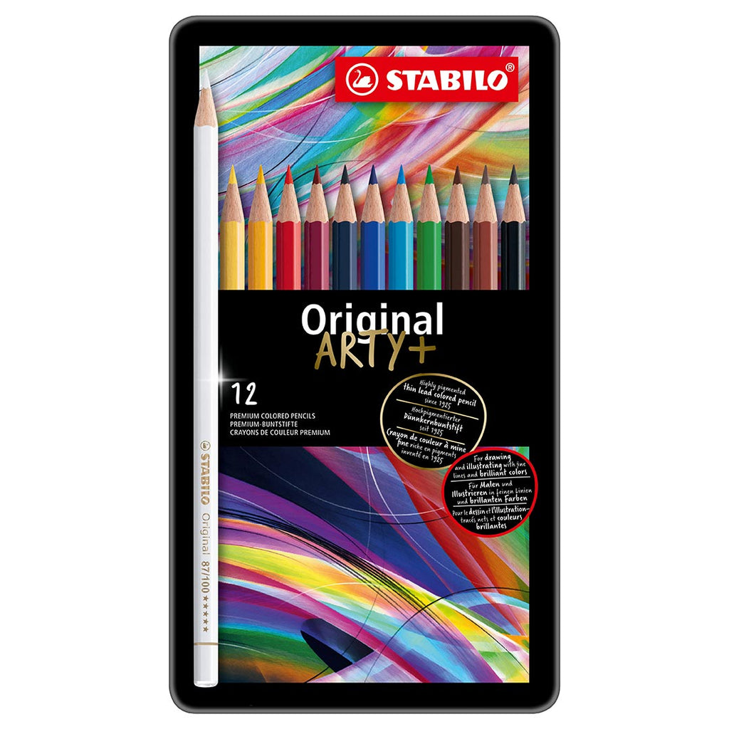 STABILO Original Metal Box Of 12 Assorted Colours by Stabilo at Cult Pens