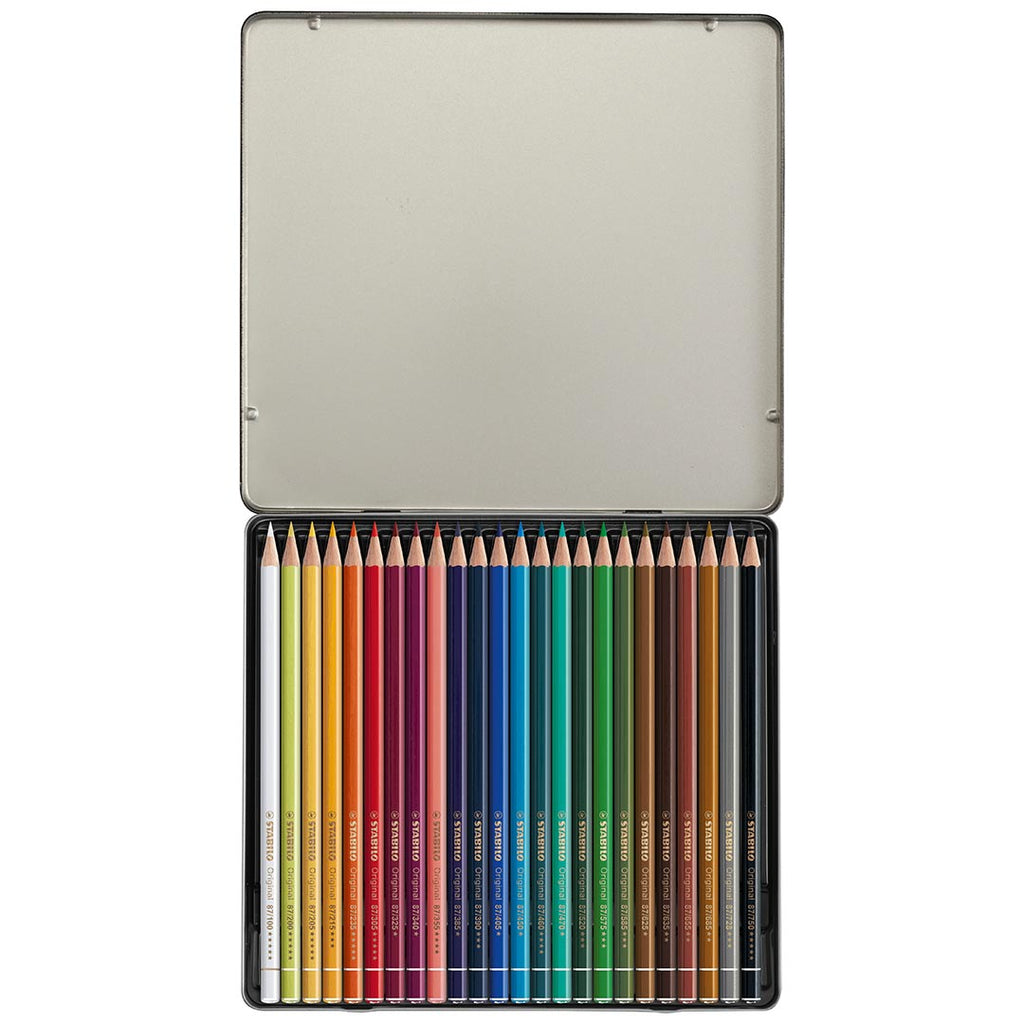 STABILO Original Metal Box Of 24 Assorted Colours by Stabilo at Cult Pens
