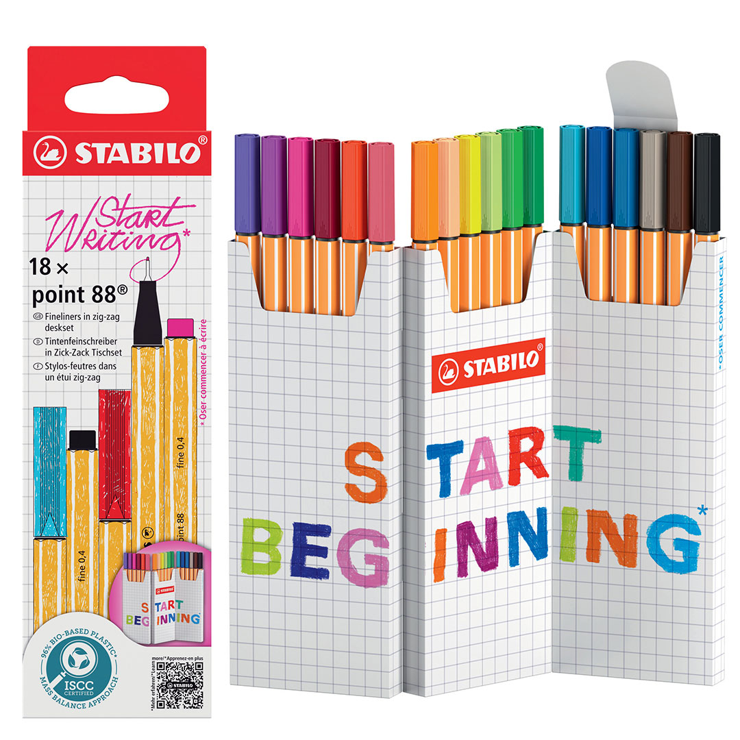 STABILO point 88 Fineliner Zigzag Deskset of 18 Colours