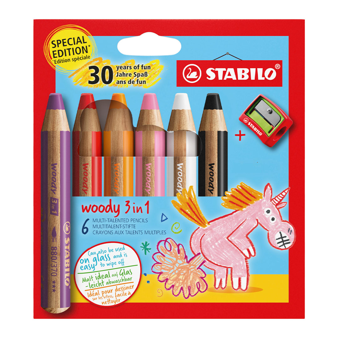 STABILO woody 3 in 1 Birthday Edition Set of 6 Unicorn