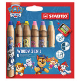 STABILO woody 3-in-1 PAW Patrol Set of 6 Assorted Colours with Sharpener