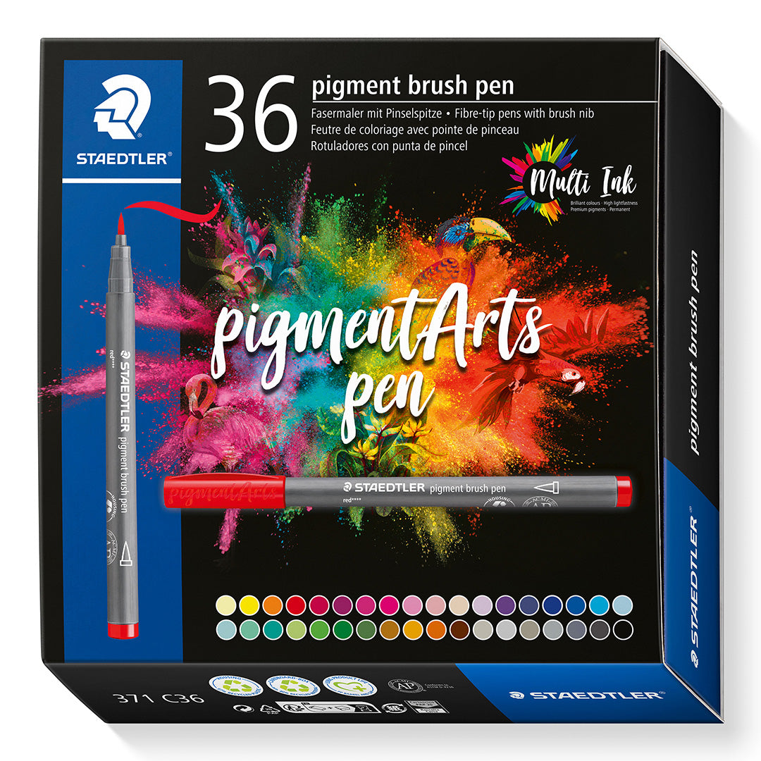 Staedtler Pigment Arts Brush Pen Set of 36