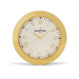 Sheaffer 100 G9340 Ballpoint Pen Bright Chrome With Gold Tone Trim With Gold Plated Table Clock