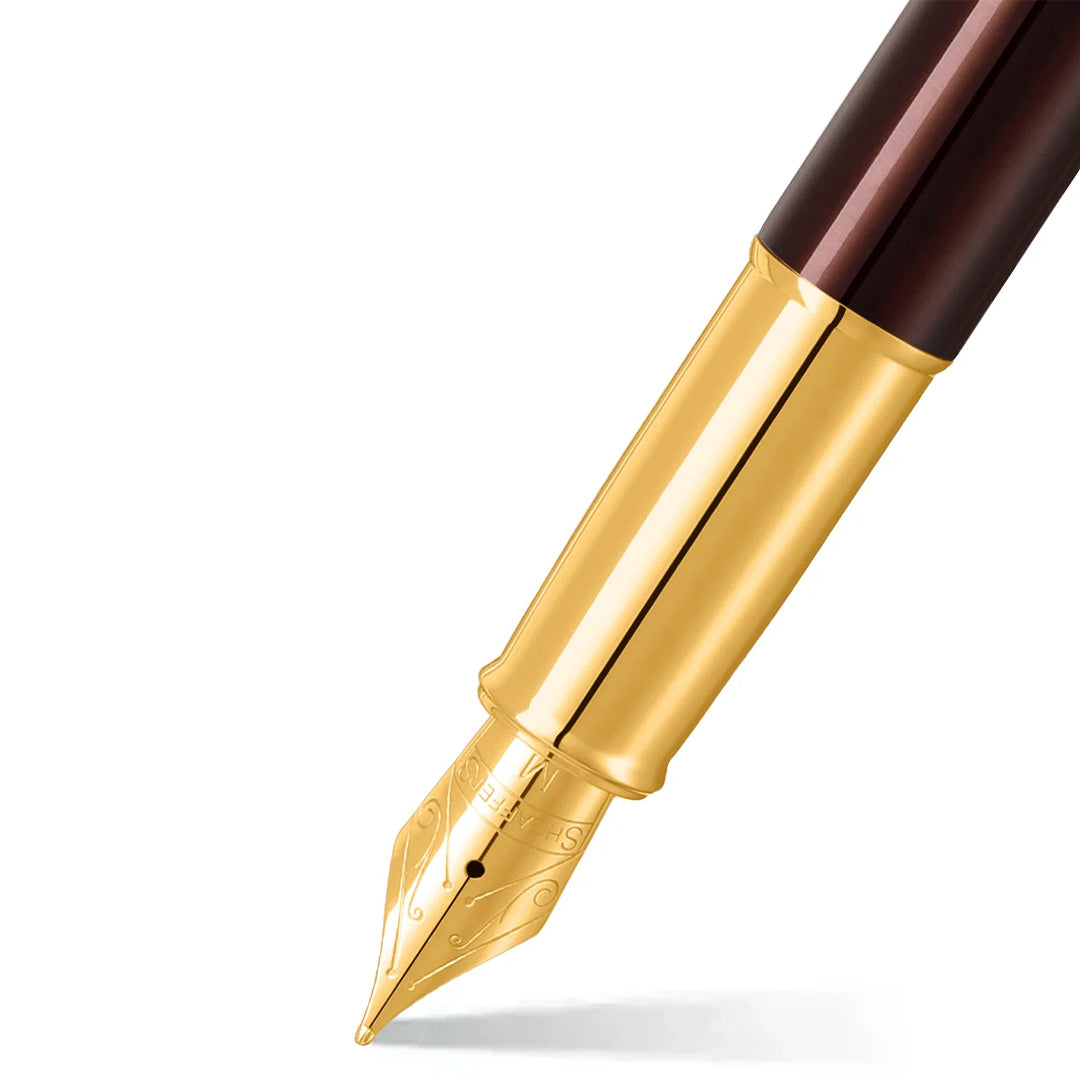 Sheaffer 100 E9370 Fountain Pen Coffee Brown With PVD Gold Trim