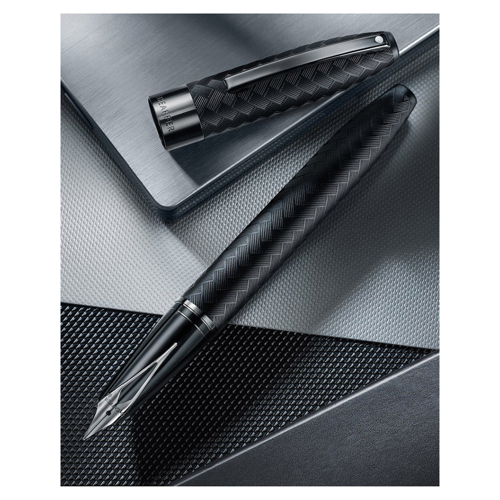 Sheaffer Legacy Chevron 9066 Fountain Pen Matte Black with PVD Gunmetal Inlaid Nib and Trims