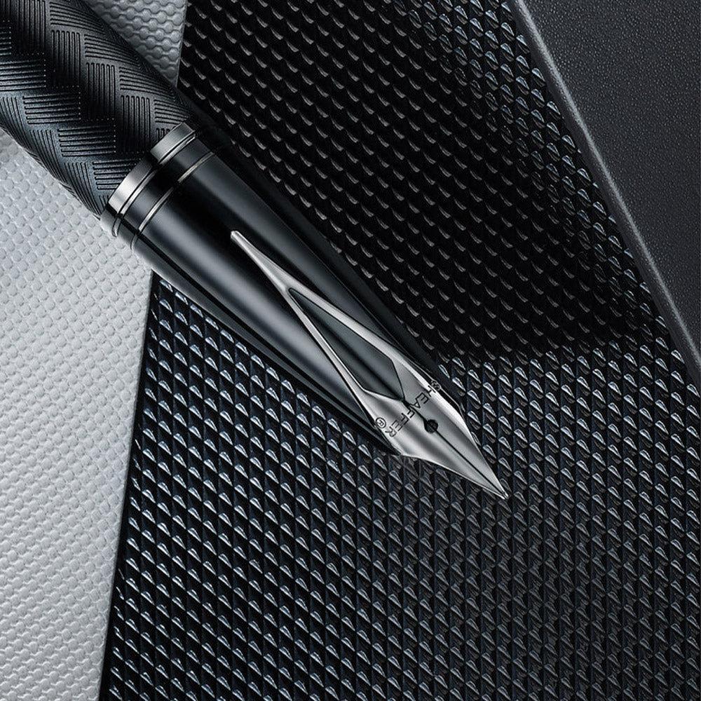 Sheaffer Legacy Chevron 9066 Fountain Pen Matte Black with PVD Gunmetal Inlaid Nib and Trims