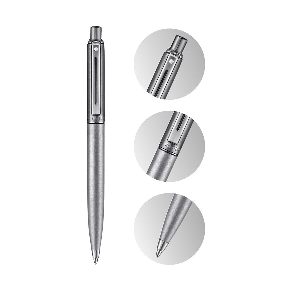 Sheaffer Sentinel 338 Ballpoint Pen Metallics Bicolor Satin Matt Gunmetal and Silver with shiny PVD Trims