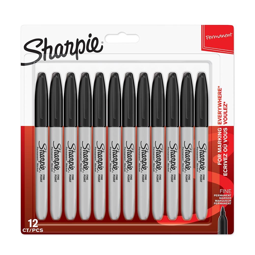 Sharpie Permanent Marker Pen Fine Point Black Set of 12