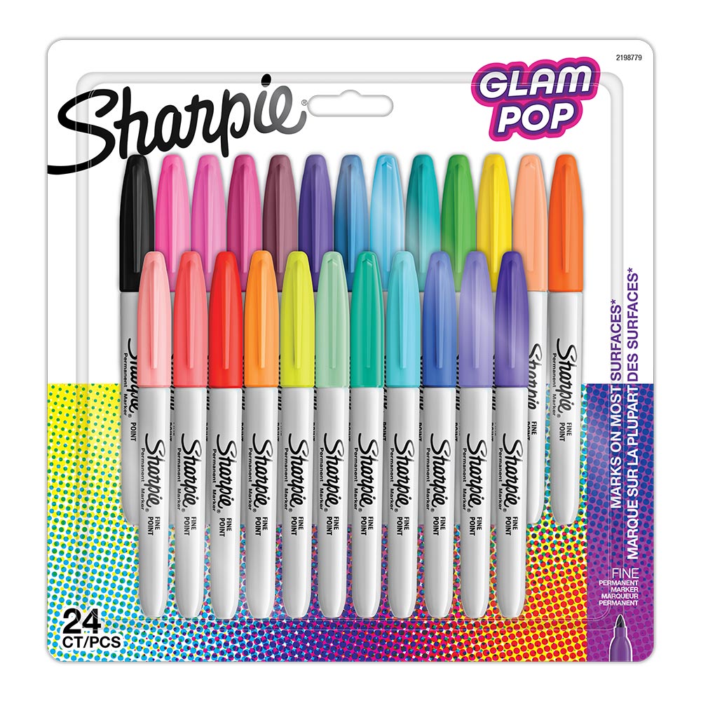 Sharpie Rosa Sharpie Permanent Marker Pen Fine Point Set of 24 Glam POP Special Edi