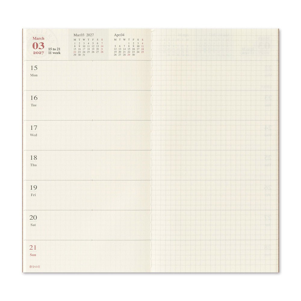 TRAVELER'S Company 2027 Notebook Refill Weekly & Memo
