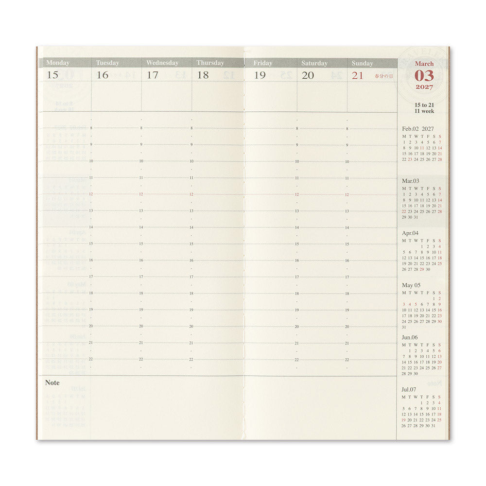 TRAVELER'S Company 2027 Notebook Refill Weekly Vertical