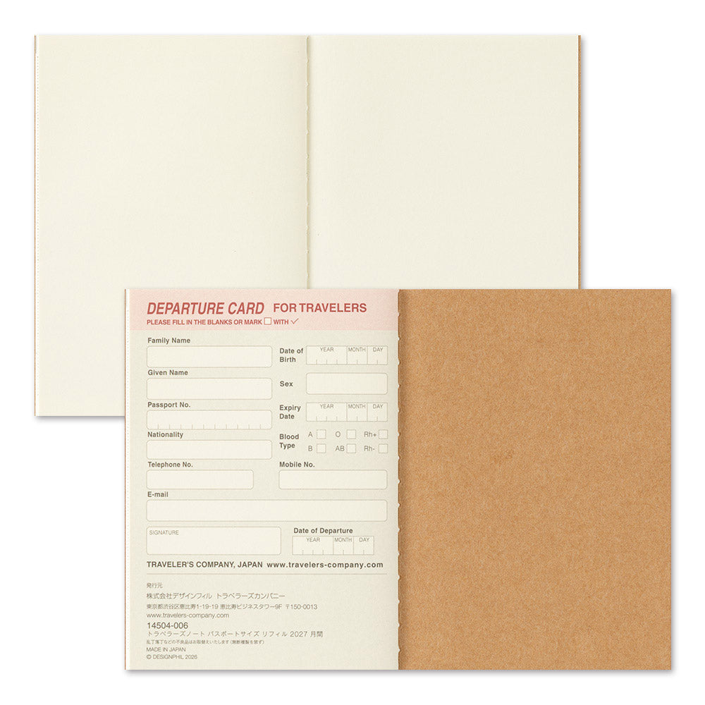 TRAVELER'S Company 2027 Notebook Passport Size Refill Monthly