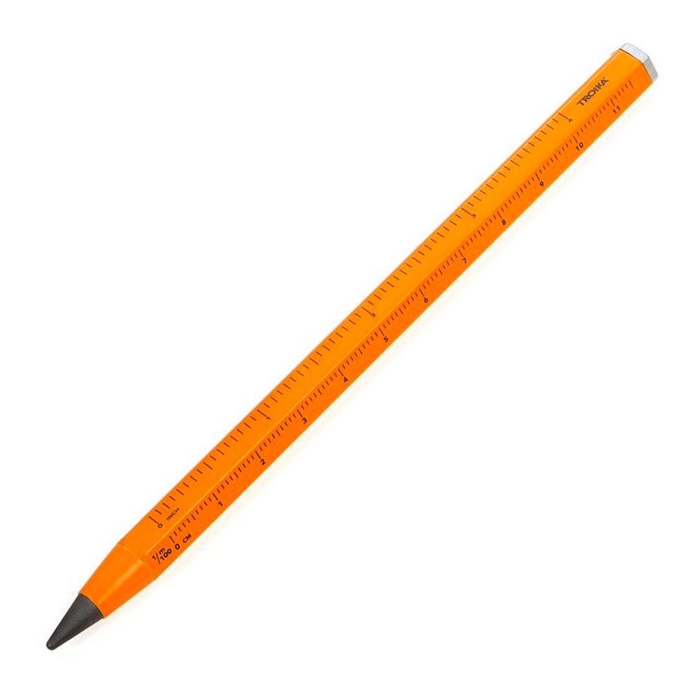 Troika PEN20/SI Multi-Tasking Pencil With Sustainable Endless Aluminium And Metal Tip - White Interchangeable Erasable With Centimetre/Inch Ruler