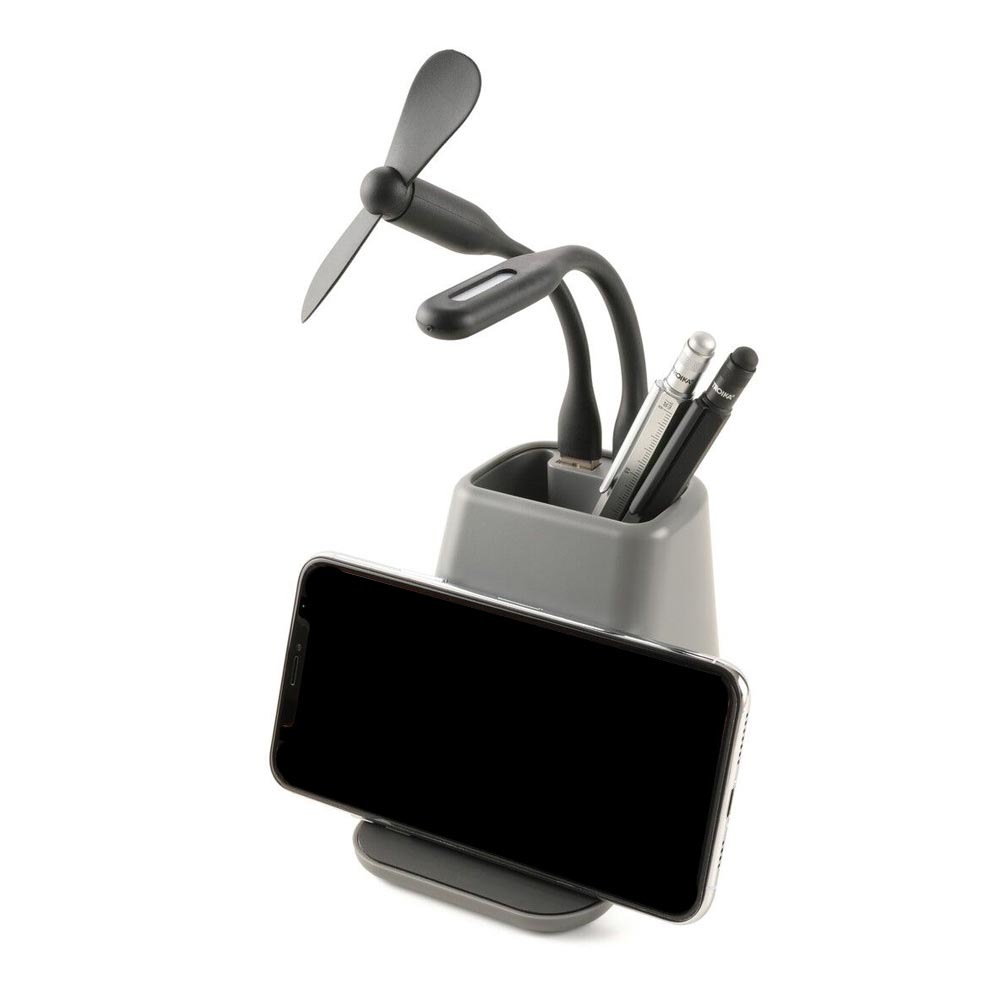 Troika Charging Station And Desk Organiser Matt Grey