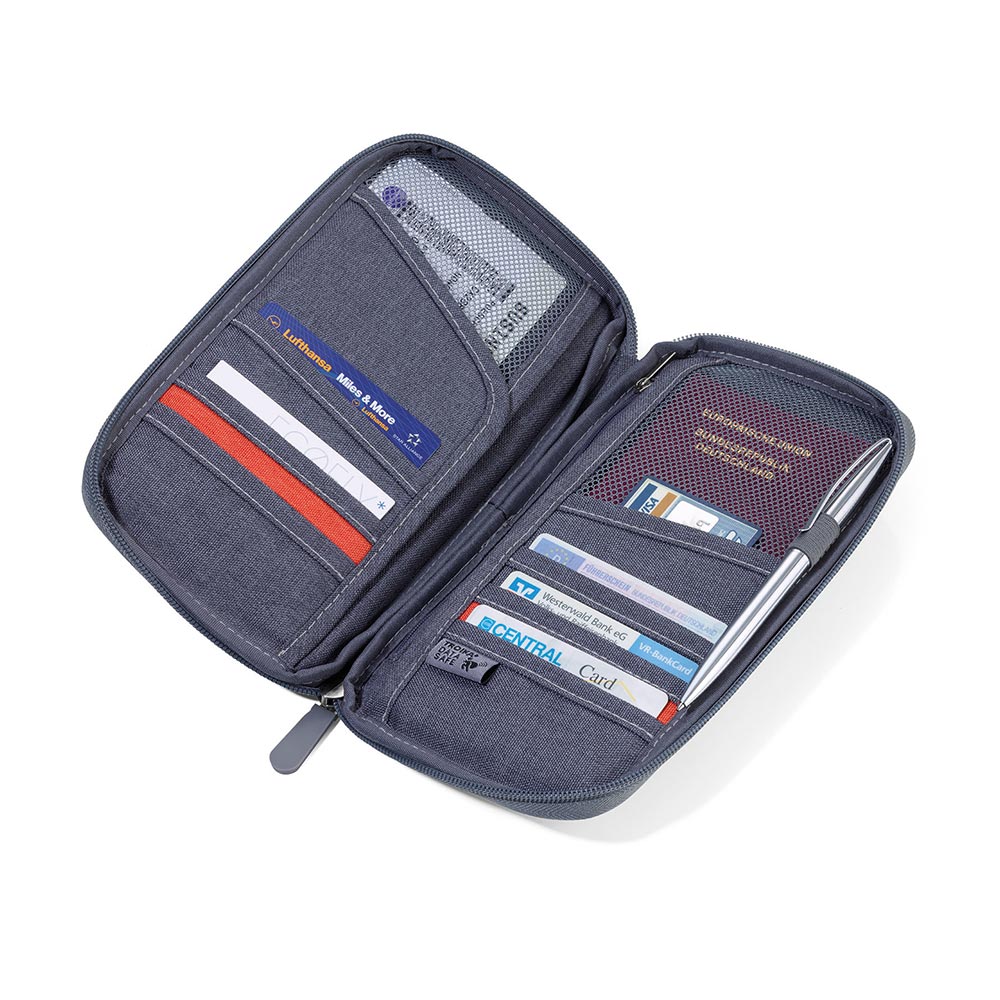 Troika Case For Travel Documents Grey/Orange