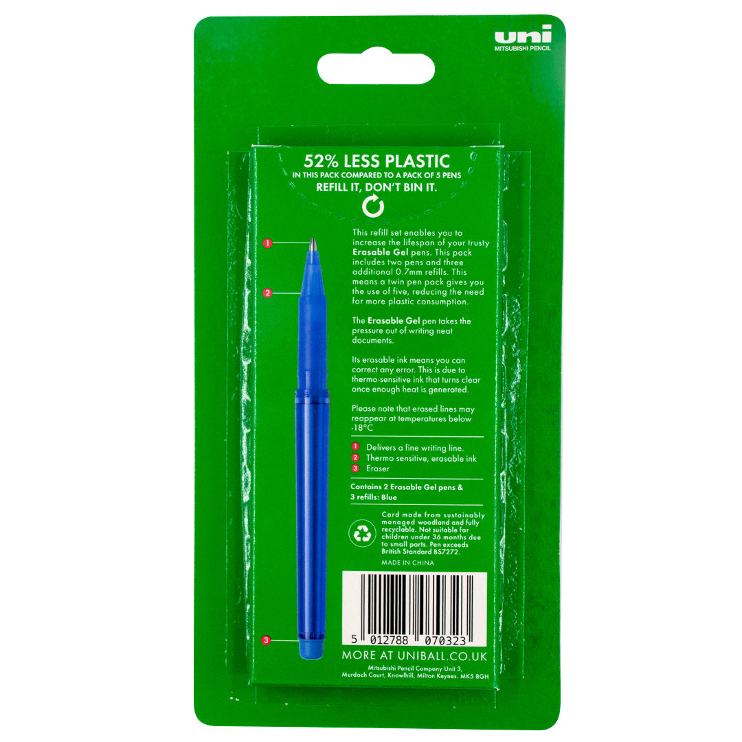 Uni-ball Erasable Retractable Rollerball Pen Refill Set Black by Uni at Cult Pens