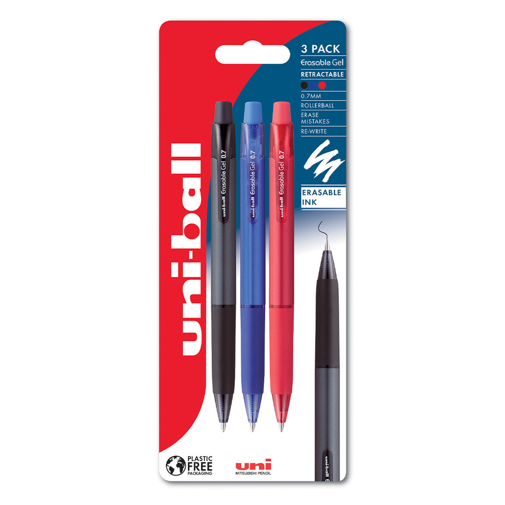 Uni-ball Erasable Retractable Gel Rollerball Pen 3-Piece Set by Uni at Cult Pens