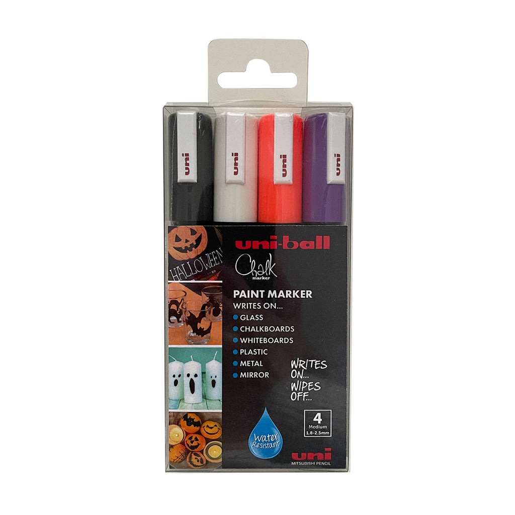 Uni Chalk Marker 4-Piece Halloween Set by Uni at Cult Pens