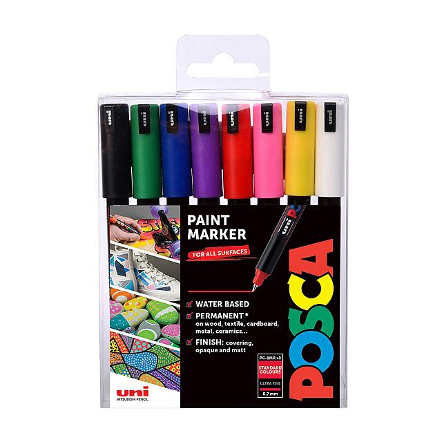 Uni POSCA Marker Pen PC-1MR Ultra-Fine Set of 8 Assorted